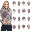 Szaliki w kratę Dziewczyny Check Szal Siatka Oversized Tassel Okłady kraty Trójkąt Szyrek Scarf Fringed Pashmina Winter Neckerchief Koce Rra1873