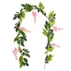 2M Wisteria Artificial Flowers Vine Garland Wedding Arch Decoration Fake Plants Foliage Rattan Trailing Faux Flowers Home Decor