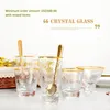 Bicchiere in vetro martellato di alta qualità con bordo dorato dipinto a mano Bicchieri trasparenti con base pesante Bicchieri per feste da bar per ristoranti