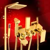 Luxury Gold Finish Brass Shower Head with Gun Sprayer Bathroom Shower Water Taps