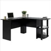 2020 Free shipping Wholesales FCH L-Shaped Wood Right-angle Computer Desk with Two-layer Bookshelves Black