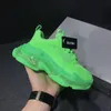 Triple S Sneaker Hommes Vert Chaussures Casual Femmes Low Top Platform Chaussures De Luxe En Cuir Fluo Vert Triple S Sneaker Designer Clear Sole