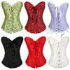 Grande taille S-6XL surbuste ruban de satin garniture à volants Jacquard Bustier à lacets Corset noir rouge blanc 3XL 4XL 5XL non rembourré Linnin352m