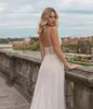 Glamorous Berta Sequined Wedding Dresses Square Neck 3D Appliqued Side Split Bridal Gowns Plus Size Sweep Train Tulle robes de mariée