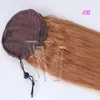 120 g silkeslen rak obearbetad jungfrulig mänsklig hästsvans naturlig tät hål dragsko hästsvans 613 blond brun färg hårförlängningar