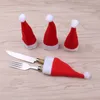 10PCS Christmas Decorative Tableware Knife Fork Set Lovely Christmas Hat Storage Tool enfeites de natal