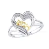 Nouvelles femmes Fashion en forme de cœur Love Mum Ring Two Tone Gold Silver Mom personnage de diamant bijoux de bijoux familial cadeau d'anniversaire pour Moth263b