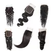 Ishow 8-28 Brazilian Kinky Curly Body Wave Human Hair 3/4 Bundles With 4x4 Lace Closure Virgin Hair Extensions Deep Loose for Women Black Natural Color