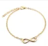 Gold Infinity Charm Anklets Bracelets with Classic 8 Foot Chain Barefoot Sandals Jewelry for Women Beach Pool Party Ankle Bracelet Gb1692