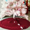 Christmas Tree Skirt 48 Inches Cable Knit Knitted Thick Rustic Xmas Holiday Decoration Burgundy295l