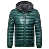 Atacado-Inverno Homens Jaqueta Com Capuz 2019 Moda Luz Simples Masculino Parka Casacos Mens Falso Duas Peças Casacos Outerwear Homem Quente Parkas