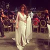 Nancy AJRAM Vestidos de noche divididos 2019 Nuevo inspirado por Zuhair Murad con cinturón de metal y vestidos de celebridad del cabo desgaste de la noche