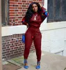 2 Adet Casual Suit 4 Renkler Set Tozluklar Kadınlar Harf Eşofman Nakış Comouflage Patchwork Uzun Kollu Hoodie Kazak + Pantolon yazdır