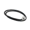 Mode Damen 925 Sterling Silber Echt Schwarz Doppelschicht Leder Armband Fit Pan-dora Charms Perlen Schmuck Männer Herren Armreif W265