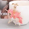 Unicorn Design Sleutelhangers Tas Houder Luxe Crystal Rhinestone Vrouwen Meisjes Metalen Sleutelhanger Ringen Sieraden Voor Auto Dier Hanger Charm Sleutelhanger