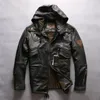 2019 preto AVIREXFLY jaqueta de couro genuíno com jaquetas de couro de pele de carneiro de vôo com capuz zíper ykk