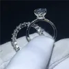 Vecalon Fashion Promise Ring set anelli in argento sterling 925 con diamante a taglio ovale anelli di fidanzamento per le donne gioielli da sposa276c