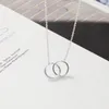Double Circle Simple Geometric Halsband Guld Silver Silver Double Ring Alloy Pendant Rostfritt stål Damsmycken GIFT269W