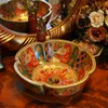 Dragon Kina Konstnärlig handgjord keramisk tvättställ Lavobo Round Counter Top Modern Badrum Vanity
