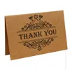 Blank Dank u Papierkaarten Opmerking Enveloppen Groet Bruiloft Party Receptie Crafts Flower Shop Gift Card QW9753