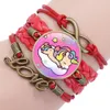 Girl Licorne Bracelet MultiLouche Rainbow Cheval Temps Gems Bracelets Fashion Cuir Charms Chaîne Cordon Bracelet Enfants Bijoux Accessoires