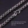 Vintage S925 Sterling Silver Chains Personality 925 Thai Silver O Chains Hip Hop Men Boys Necklace Gift 8mm 50cm/55cm/60cm/65cm