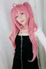 Danganronpa junko enoshima cosplay شعر مستعار طويل الوردي مجعد الشعر امرأة ذيل حصان wig6921253