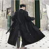 2019 New Irregular Drawstring Long Trench Coat Men Spring Autumn Casual Loose Coat Mens Lace Up Patchwork Trench DS50765