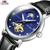 Tevise Mens Часы Moon Pass Tourbillon Часы Повседневная Кожа Спорт Наручные Часы Мужской Часы Relogio Masculino