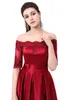 2019 Nowy Wino Czerwona Koronkowa Haft Luksusowy Satynowy Pół Rękaw Długa Suknia Elegancka Banquet Prom Dress Robe de Soiree 497