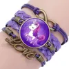 Meisje Unicorn Armband Multilayer Rainbow Horse Time Gems Armbanden Mode Lederen Charms Ketting Koord Bangle Kids Sieraden Accessoires