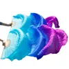 무대 착용 2021 고품질 실크 밸리 댄스 팬 100 % 진짜 베일 왼쪽 + 오른쪽 판매 터키오 + 로얄 블루 + 보라색