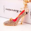 Creative diamond crystal high-heeled shoes car key chain Women's bag accessories key chain metal pendant small gift