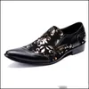Zehen auf spitzem Slip Man formelles Kleid männliche Paty Prom -Schuhe Slehre echte Leder handgefertigt Herren Bankettparty Schuhe c96e
