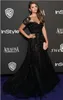 Elie Saab Evening Klänningar Kortärmad Illusion Neckline Beading Black Nina DoBrev Golden Red Carpet Celebrity Dress Prom Gowns 2019