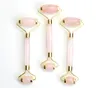 Natural Chakra Rose Quartz Massage Stone Carved Reiki Crystal Healing Gua Sha Beauty Double Roller Facial Massor Stick