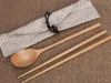 50set 2pcs/set Wood Chopsticks And Spoon With Pattern Bag Packaging Creative Personalized Wedding Favors Gifts Party Return