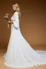 2020 Bohemian abiti da sposa lace heated a line v neck hollow back long sleeve dresses sweep train train beach de no5949402