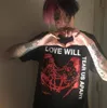 Defile YF Tişörtlü beğenilen konu Kol Erkekler Kadınlar Mürettebat Boyun Aşk Kısa Kollu Sıkıştırma T Shirt bizi de parçalar