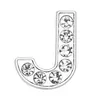 50st / parti 8mm j Silver Slide Letter Full Rhinestones Charms Fit för 8mm DIY Läderarmband Telefonremsor Sl0005