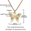 Europe et Amérique Hotsale Hommes Hip Hop Collier Jaune Blanc Plaqué Or Full CZ Papillon Pendentif Collier pour Hommes Femmes Beau Cadeau