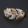 Mode-verlof gevormd goud kleur sieraden set Afrikaanse kralen vrouwen bruiloft statement grote ketting armband oorbellen ring