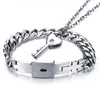 Valentine's Day Gift A Couple Jewelry Sets Stainless Steel Love Heart Lock Bracelets Bangles Key Pendant Necklace Couples255h