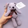 LLavero de muñeco de oso de peluche, llavero con hebilla de lazo, llavero de osos de patas largas, juguetes de peluche, regalo, cadena de llaves de Color puro simple, antidesgaste