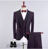 Custom Made Viola Slim Fit Uomo Abiti da sposa Smoking dello sposo 3 pezzi (giacca + pantaloni + gilet) Abiti da sposo Best Man Prom Wear Blazer