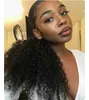 Elegant mänskligt lockigt hår hästsvans frisyr, afrikansk amerikan Afro kinky Curly Wrap Drawstring Puff Ponytail hårförlängningar med clips 120g