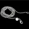 925 Sterling Silver Plated 3MM Bead Chain women Lobster Clasps Smooth Chain Statement Jewelry Size 16 18 20 22 24 inches free ship EC06