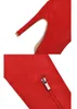 Vente chaude-Plus taille 32 à 42 à 48 daim synthétique rouge talon haut pointu sur le genou cuissardes orange noir 11cm