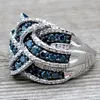 Ny ankomst Big Blue Stone Silver Stones Rings for Women Fashion Jewelry Wedding Engagement Rings