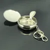 Keychain Ashtray round 스테인리스 스틸 금속 야외 컨테이너 흡연 액세서리와 함께 휴대용 포켓 시계 스타일 담배 재떨이